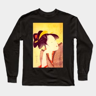 "Geisha" by Kitagawa Utamaro (1753-1806) TECHNICOLOR REMASTERED Long Sleeve T-Shirt